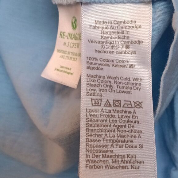 J. Crew Sky Blue V-Neck Long Sleeve Cotton Tee - Picture 3 of 4